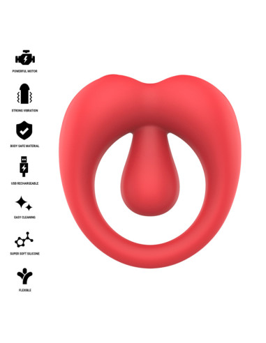 INTENSE - RUSSELL VIBRATING PENIS RING WITH CLITORIS STIMULATION RED