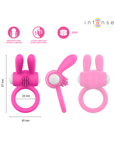INTENSE - HOPPS VIBRATING PENIS RING WITH CLITORAL STIMULATION PINK