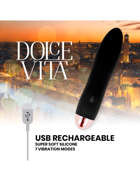 DOLCE VITA - ĮKRAUNAMAS VIBRUOJAMAS KETURI JUODIEJI, 7 GREIČIAI