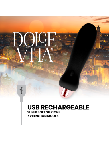 DOLCE VITA - ĮKRAUNAMAS VIBRUOJAMAS PENKI JUODIEJI, 7 GREIČIAI