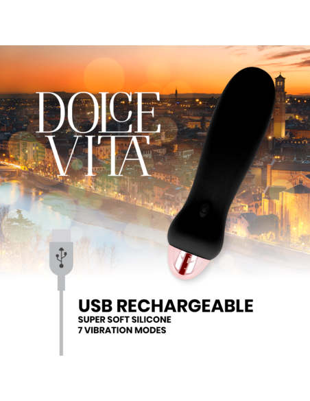 DOLCE VITA - ĮKRAUNAMAS VIBRUOJAMAS PENKI JUODIEJI, 7 GREIČIAI