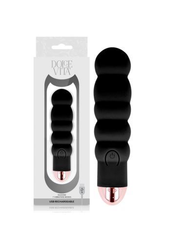 DOLCE VITA - RECHARGEABLE VIBRATOR SIX BLACK 7 SPEEDS