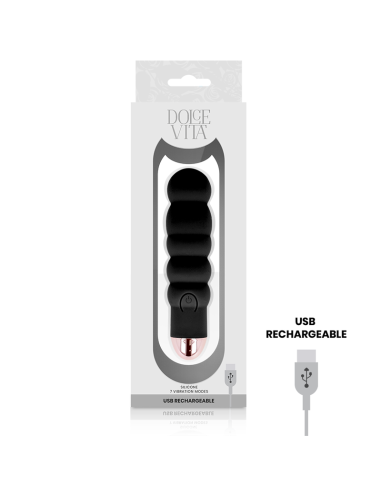 DOLCE VITA - RECHARGEABLE VIBRATOR SIX BLACK 7 SPEEDS