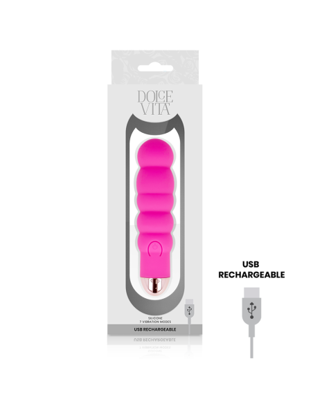 DOLCE VITA - RECHARGEABLE VIBRATOR SIX PINK 7 SPEEDS