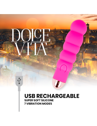 DOLCE VITA - RECHARGEABLE VIBRATOR SIX PINK 7 SPEEDS
