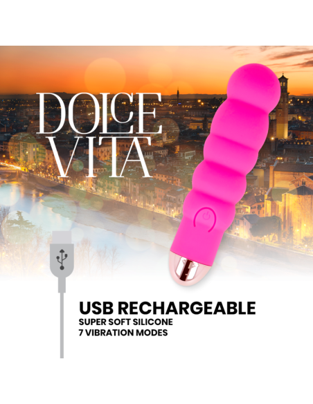 DOLCE VITA - RECHARGEABLE VIBRATOR SIX PINK 7 SPEEDS