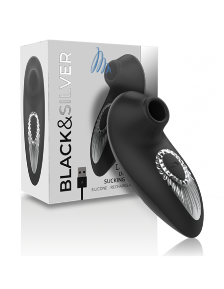 BLACKandSILVER - DRAKE DELUXE ĮKRAUNAMAS SIURBLIO VIBRACIJOS ŽIEDAS, JUODAS, SILIKONIS