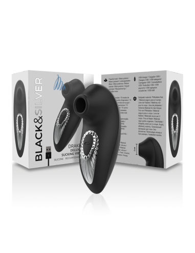 BLACKandSILVER - DRAKE DELUXE SUCKING VIBE RECHARGEABLE SILICONE BLACK