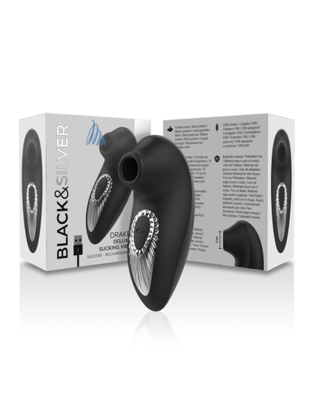 BLACKandSILVER - DRAKE DELUXE SUCKING VIBE RECHARGEABLE SILICONE BLACK