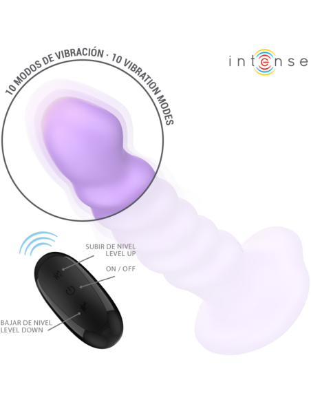 INTENSE - BRENDA VIBRATORIUS, M DYDŽIO, SPIRALĖS FORMOS, 10 VIBRACIJOS PASIRINKIMŲ, VIOLETINIS NUOTOLINIO VALDYMO PULTELIS