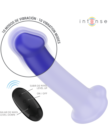 INTENSE - VICTORIA VIBRATORIUS SU SIURBTUKU, 10 VIBRAVIMŲ, TAMSI MĖLYNAS, NUOTOLINIO VALDYMO VALDYMAS