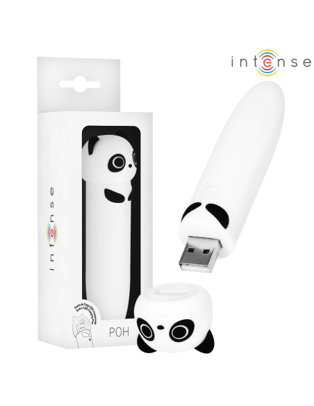 INTENSE - POH PANDA VIBRUOJANTI KULKA, ĮKRAUNAMAS USB, 10 X 2,2 CM