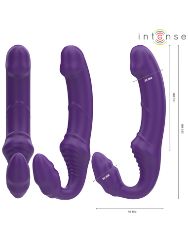 INTENSE - JILL DVIGUBAS VIBRATORIAUS 20 CM PURPURINIS NUOTOLINIO VALDYMO PULTAS