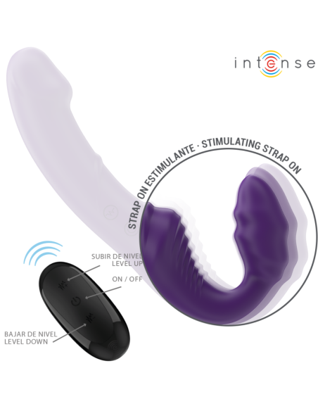 INTENSE - JILL DVIGUBAS VIBRATORIAUS 20 CM PURPURINIS NUOTOLINIO VALDYMO PULTAS
