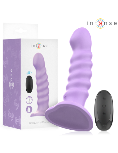INTENSE - BRENDA VIBRATORIS, DYDIS M, SPIRALINIS DIZAINAS, 10 VIBRACIJŲ, VIOLETINIS, NUOTOLINIO VALDYMO PULTAS
