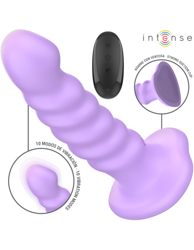 INTENSE - BRENDA VIBRATORIS, DYDIS M, SPIRALINIS DIZAINAS, 10 VIBRACIJŲ, VIOLETINIS, NUOTOLINIO VALDYMO PULTAS