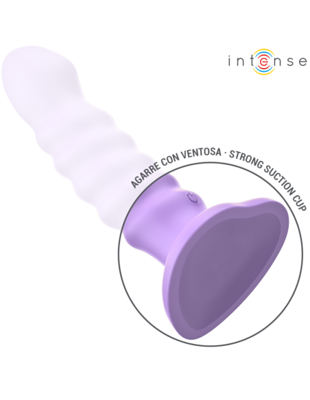 INTENSE - BRENDA VIBRATORIS, DYDIS M, SPIRALINIS DIZAINAS, 10 VIBRACIJŲ, VIOLETINIS, NUOTOLINIO VALDYMO PULTAS