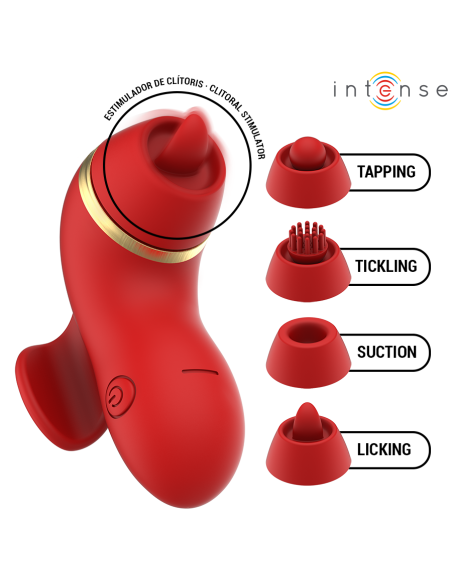 INTENSE - PATTY STIMULATOR WITH 4 HEADS, SUCTION, TAPPING, TICKLING AND LICKING