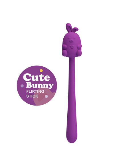 PRETTY LOVE - CUTE BUNNY FLIRTING STICK FLEXIBLE VIBRATOR USB RECHARGEABLE PURPLE