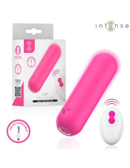 INTENSE - JUDY RECHARGEABLE VIBRATING BULLET WITH REMOTE CONTROL PINK