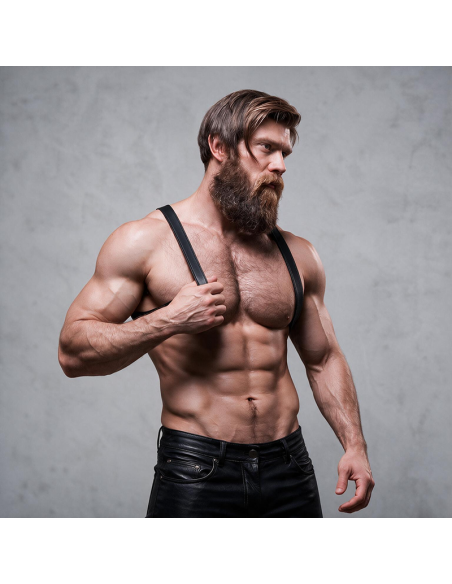 FETISH SUBMISSIVE ATTITUDE - MENS ECO-LEATHER BACK HARNESS