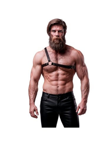 FETISH SUBMISSIVE - ATTITUDE MENS CROSSED SHOULDER ECO LEATHER HARNESS