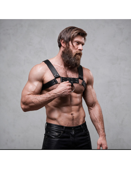FETISH SUBMISSIVE ATTITUDE - MENS ECO-LEATHER CHEST HARNESS
