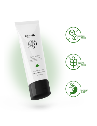 BRUMA - SATIVA SĖKLŲ ALIEJAUS SLIDINGAS GELIS ŠILDANTIS KANAPIŲ SKONIO 100 ML
