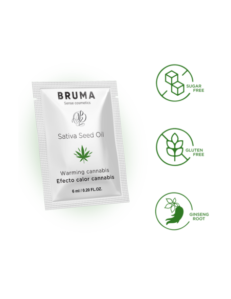 BRUMA - SATIVA SĖKLŲ ALIEJAUS ŠILDANTIS GELIS SU KANABIŠKŲ SKONIU, 6 ML