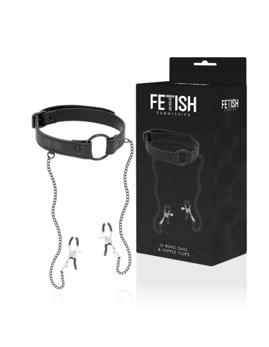 FETISH SUBMISSIVE - GAG RING WITH NIPPLE CLAMPS