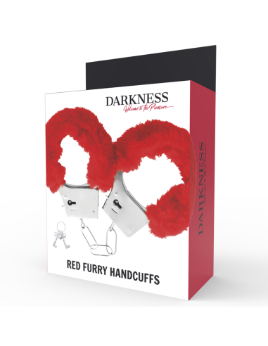 DARKNESS - RED LINED METAL HANDCUFFS