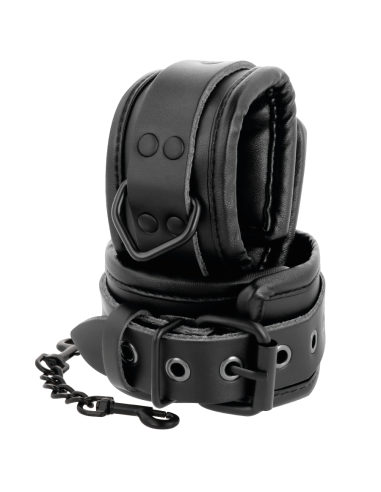 DARKNESS - ADJUSTABLE BLACK LEATHER HANDS HANDCUFFS