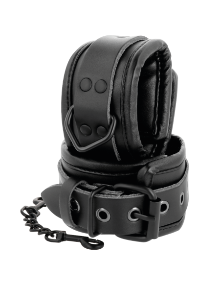 DARKNESS - ADJUSTABLE BLACK LEATHER HANDS HANDCUFFS