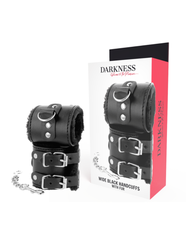 DARKNESS - juodi reguliuojami odiniai antrankiai su pamušalu