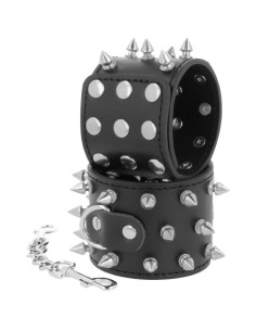 DARKNESS - SKULLS AND BONES BLACK SPIKED HANDCUFFS 2
