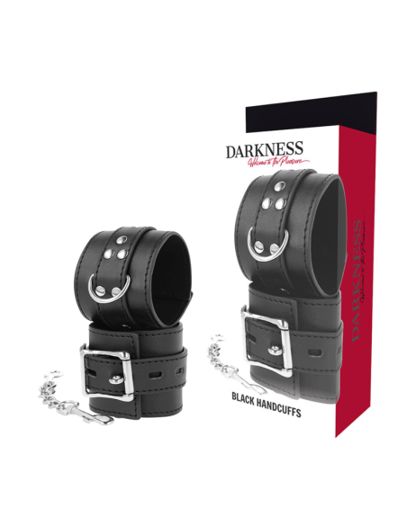 DARKNESS - BLACK LEATHER HANDCUFFS
