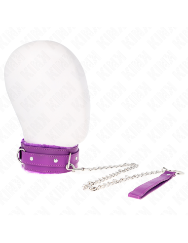 KINK - COLLAR WITH LEASH 65 CM WITH RESTRICTIONS PURPLE 36-42 CM X 5.5 CM