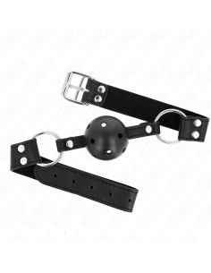 KINK - BREATHABLE BALL 4 CM GAG WITH DOUBLE RIVET MODEL 1 BLACK 62.5 x 2.5 CM ADJUSTABLE 42-58 CM