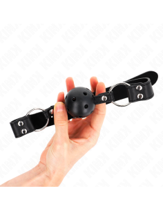 KINK - BREATHABLE BALL 4 CM GAG WITH DOUBLE RIVET MODEL 1 BLACK 62.5 x 2.5 CM ADJUSTABLE 42-58 CM 2