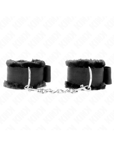 KINK - FURRY LINED WRIST RESTRAINTS BLACK ADJUSTABLE 17-31 CM X 7 CM