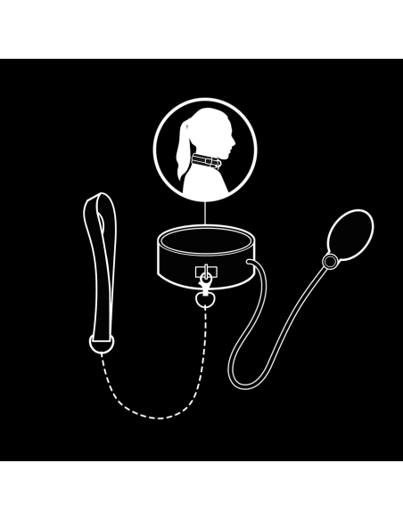 FETISH SUBMISSIVE BONDAGE - INFLATABLE STRANGLING COLLAR WITH CHAIN