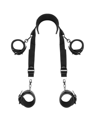 FETISH SUBMISSIVE - MASTER POSITION WITH 4 NOPRENE-LINED HANDCUFFS