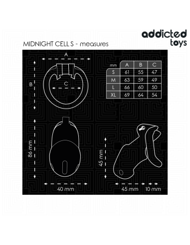 ADDICTED TOYS LOCKED - MINDNIGHT CELL PENIO NARVAS, S DYDIS 4,8 CM