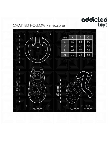 ADDICTED TOYS LOCKED - CHAINED HOLLOW PENIS CAGE 10.5 CM