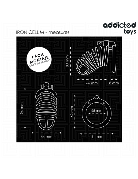 ADDICTED TOYS LOCKED – METALINIS VARPOS NARVAS SU GELEŽIES LĄSTELĖMIS, DYDIS M