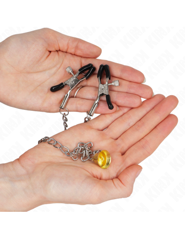 KINK - CHAIN NIPPLE CLAMPS WITH HORN PENDANT 30 CM
