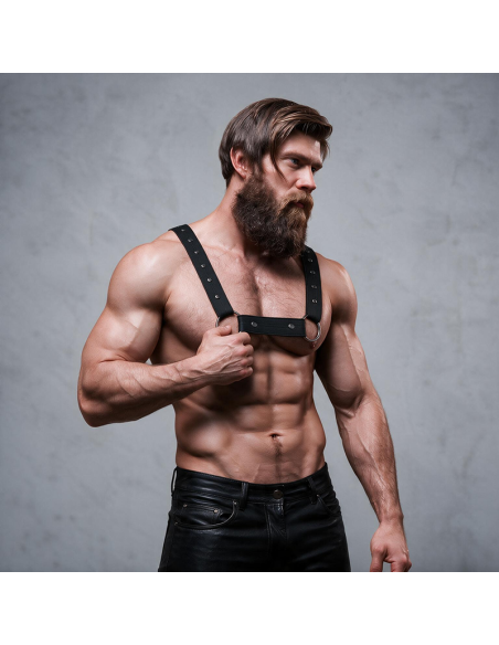 FETISH SUBMISSIVE ATTITUDE - ADJUSTABLE NEOPRENE CHEST SPORTS HARNESS FOR MEN