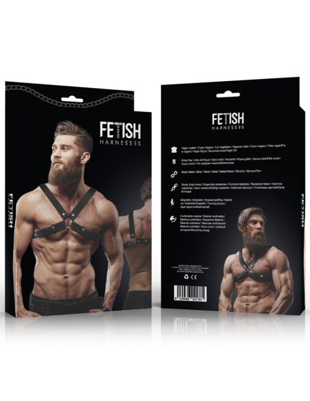 FETISH SUBMISSIVE ATTITUDE - MENS ADJUSTABLE ECO-LEATHER CROSS CHEST BULLDOG HARNESS