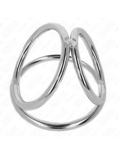KINK - trigubo chromo metalinis penio žiedas 3,2–4,5 cm