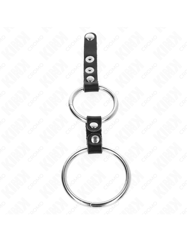 KINK - DOUBLE PENIS RING 3.8 CM TO 5 CM CONNECTED BY LEATHER